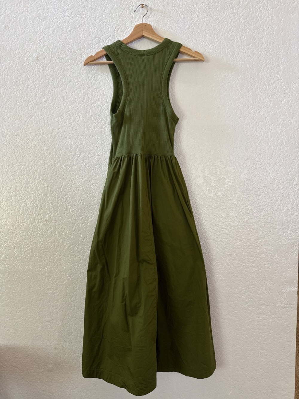 Old Navy Midi Dress Green Mixed Media Sleeveless Racerback - Picture 7 of 7
